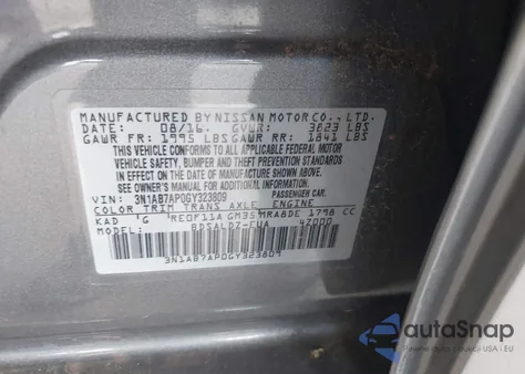 2016 Nissan Sentra Sv из США, поврежденный, VIN 3N1AB7AP0GY323809